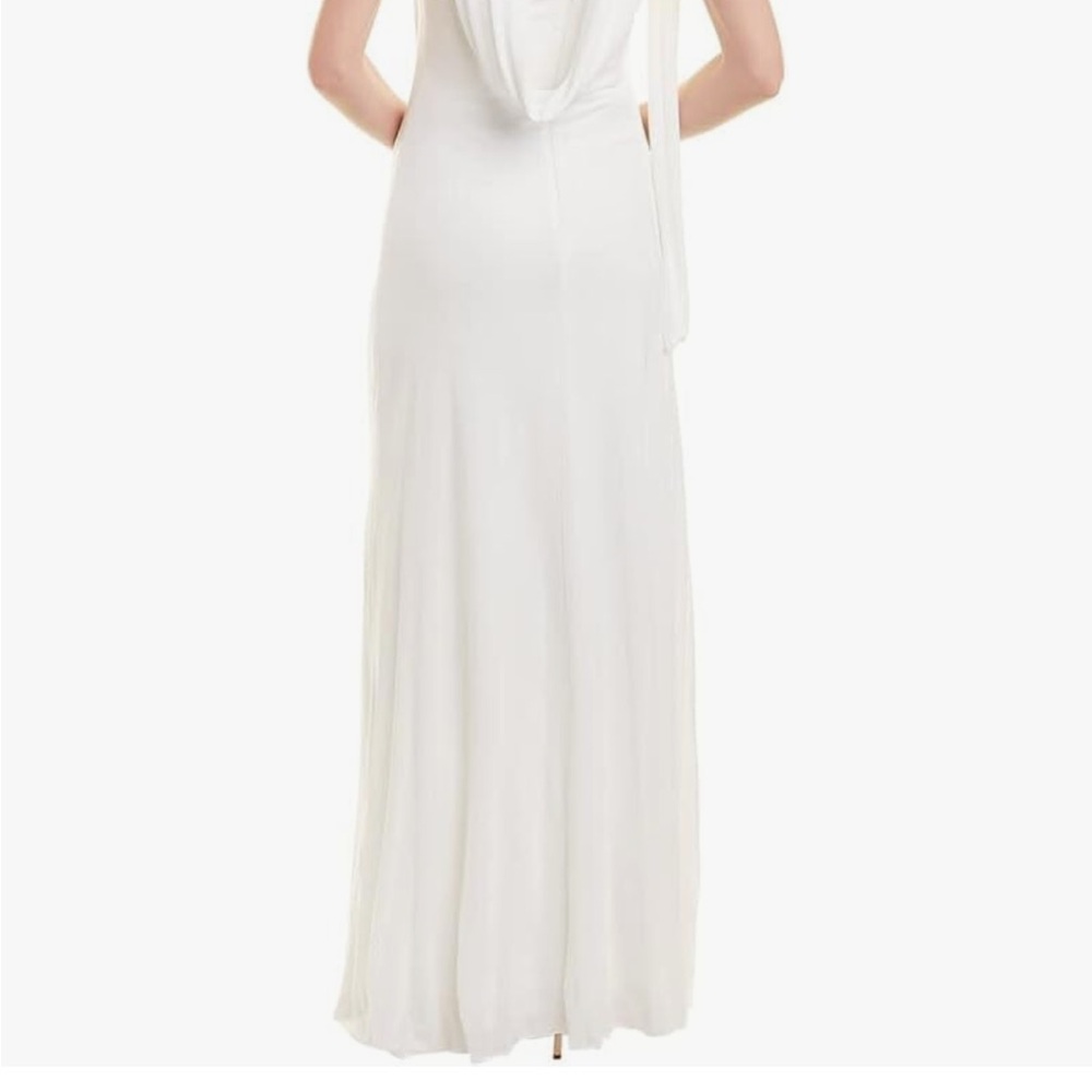 Halston Heritage White Sleeveless Cowl Neck Gown